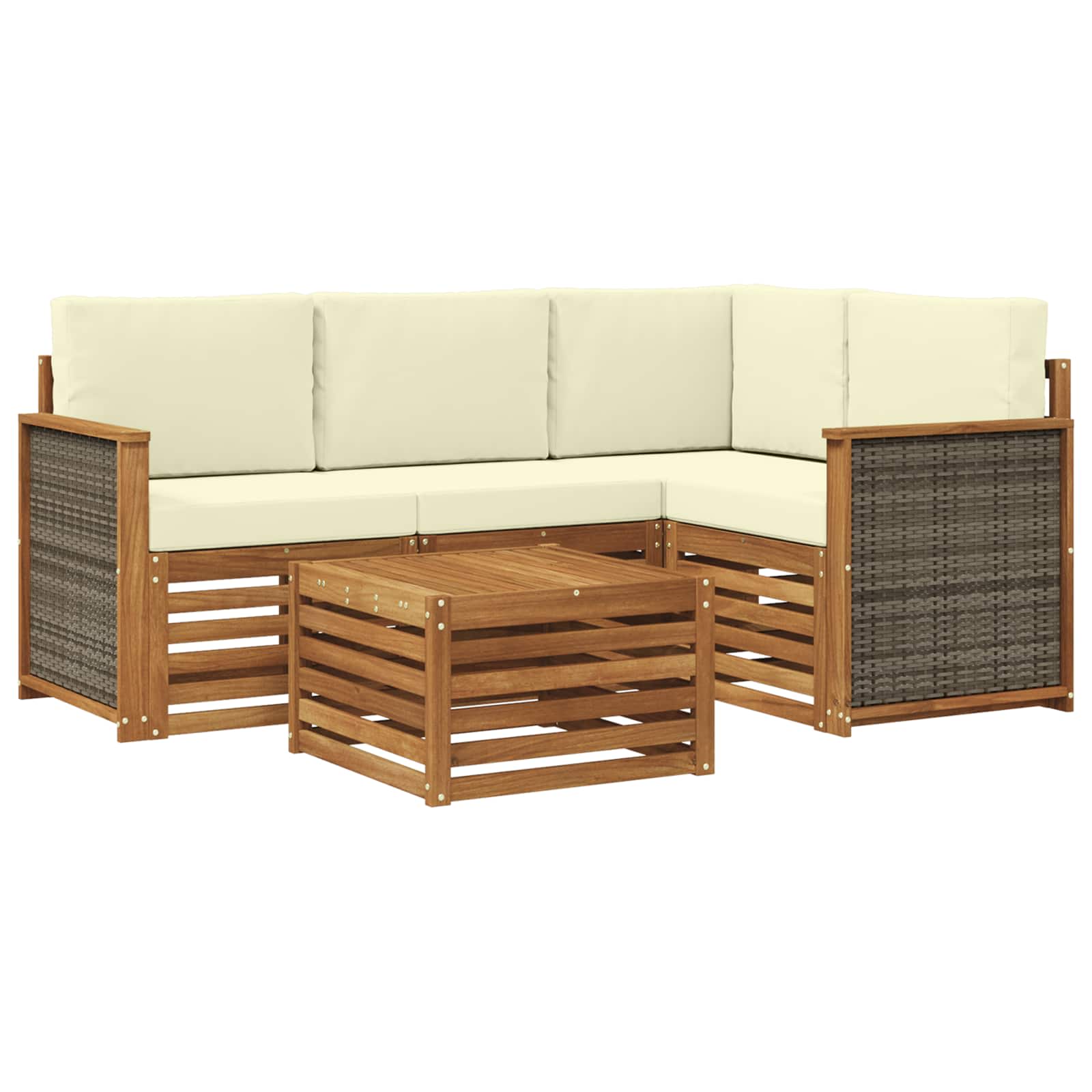 Set vanjskih sofa 5 pcs Prirodna i krem 59 x 59 x 37 cm