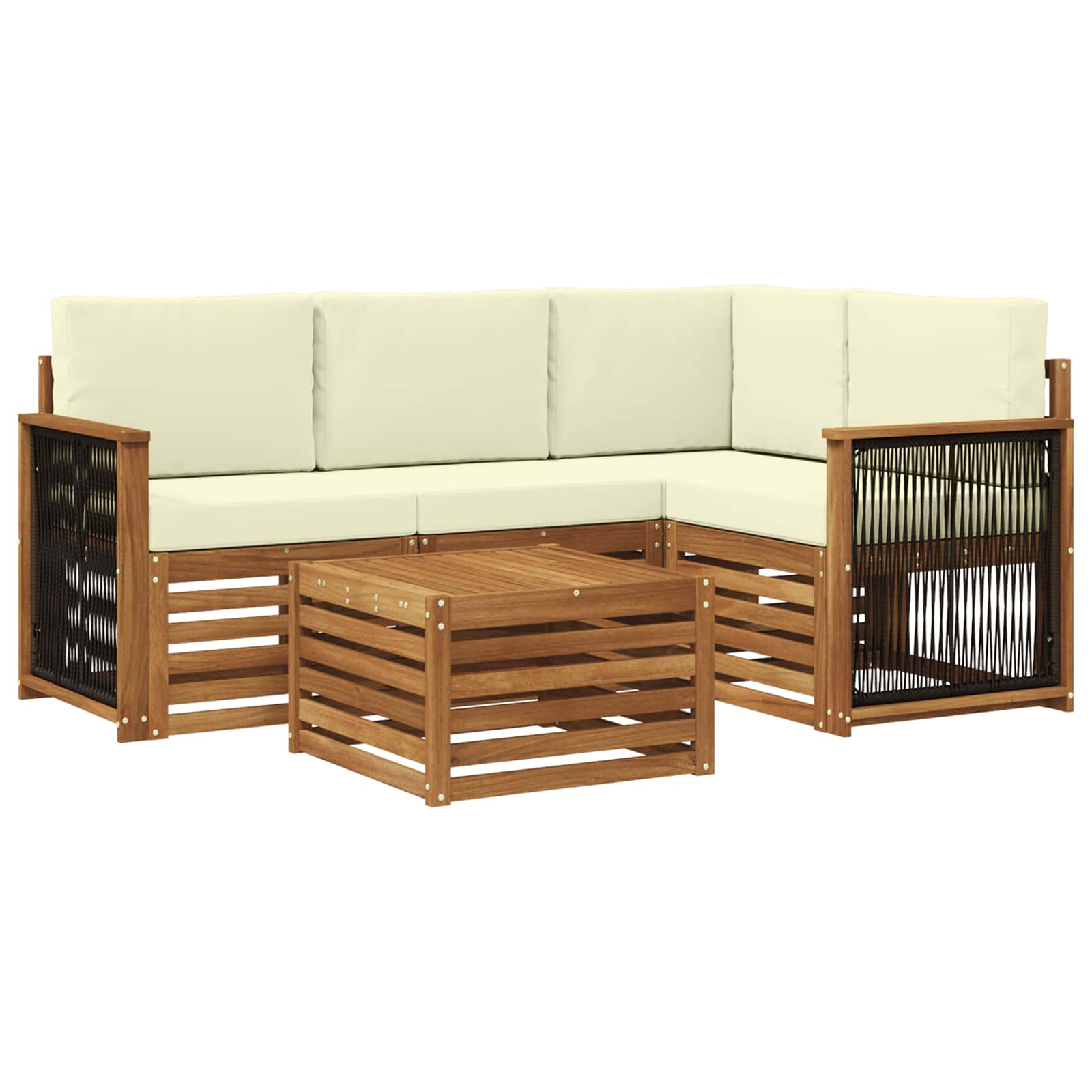 Set vanjskih sofa 5 pcs Prirodna i krem 59 x 59 x 37 cm
