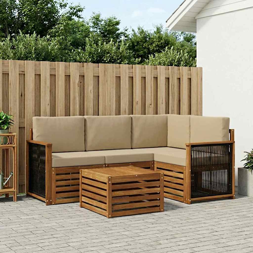 Set vanjskih sofa 5 kom. Prirodna i bež Poliester