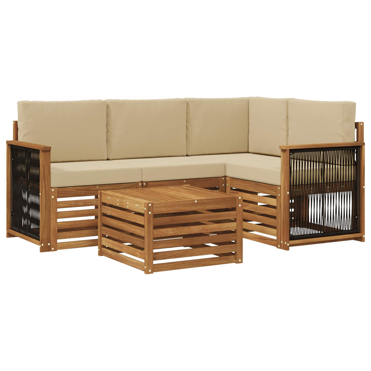 Set vanjskih sofa 5 kom. Prirodna i bež Poliester