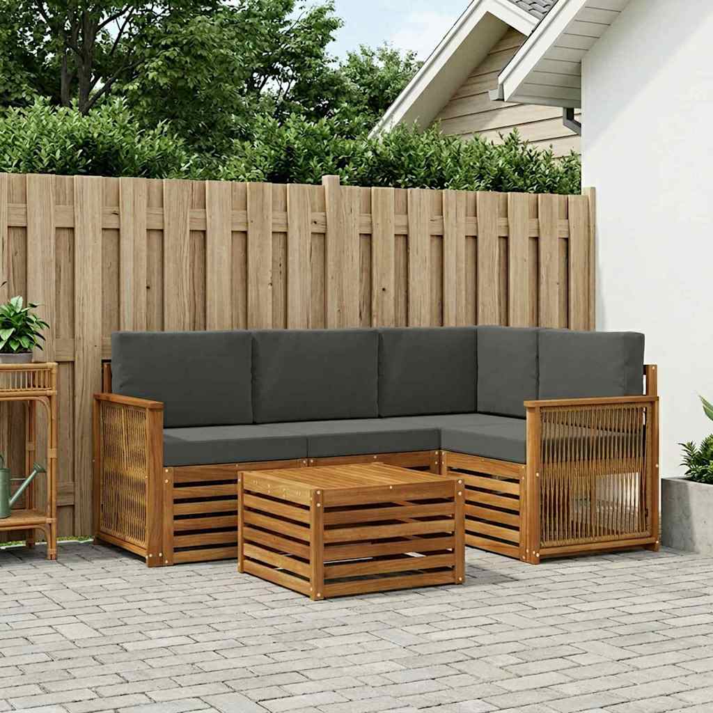 Set vanjskih sofa 5 kom. Prirodna i antracit Poliester