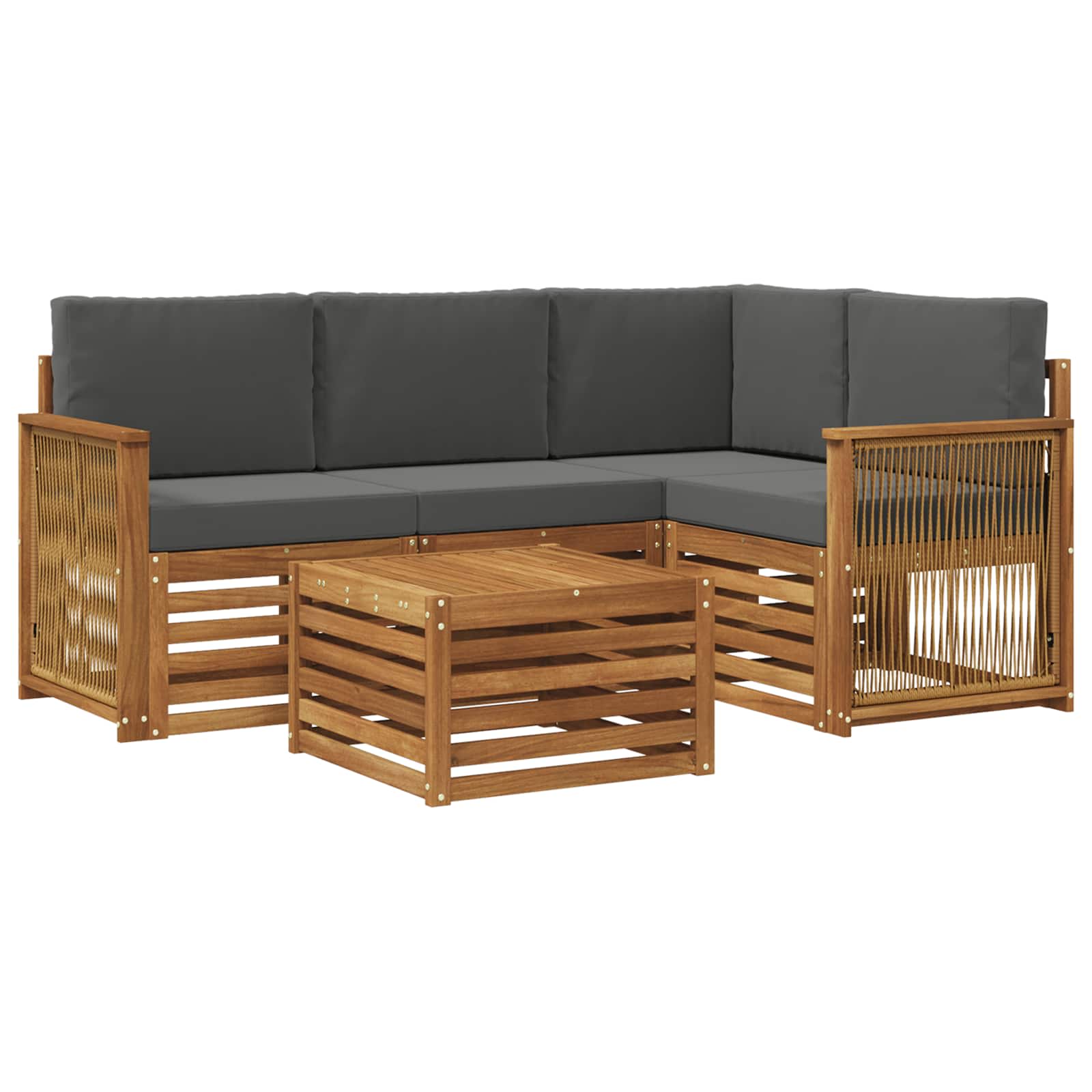 Set vanjskih sofa 5 pcs Prirodna i antracit 59 x 59 x 37 cm