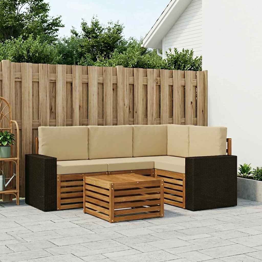 Set vanjskih sofa 5 pcs Prirodna i bež 59 x 59 x 37 cm