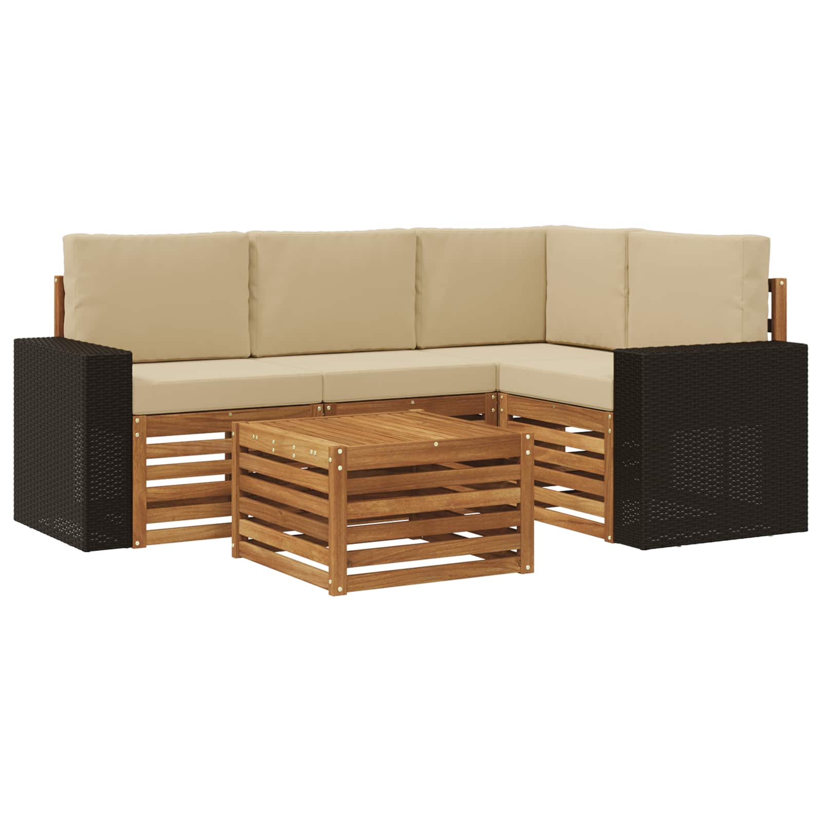 Set vanjskih sofa 5 pcs Prirodna i bež 59 x 59 x 37 cm
