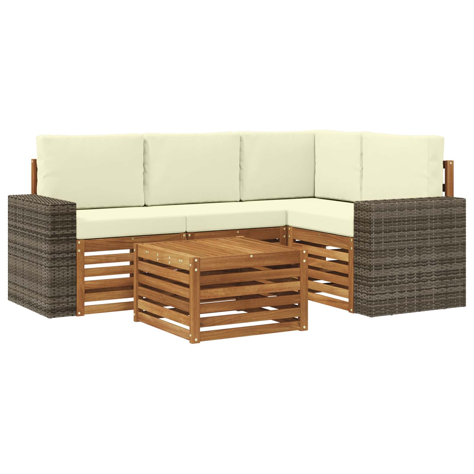 Set vanjskih sofa 5 pcs Prirodna i krem 59 x 59 x 37 cm