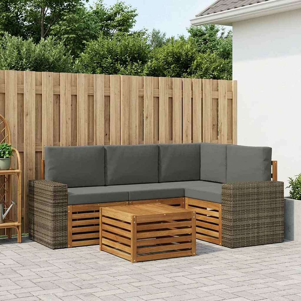 Set vanjskih sofa 5 pcs Prirodna i antracit 59 x 59 x 37 cm