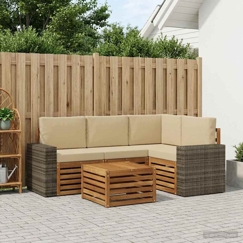 Set vanjskih sofa 5 kom. Prirodna i bež Poliester