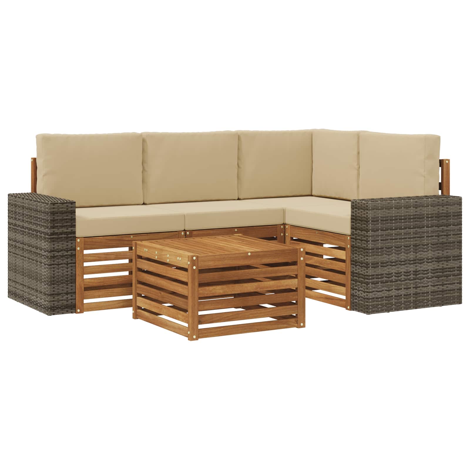 Set vanjskih sofa 5 pcs Prirodna i bež 59 x 59 x 37 cm