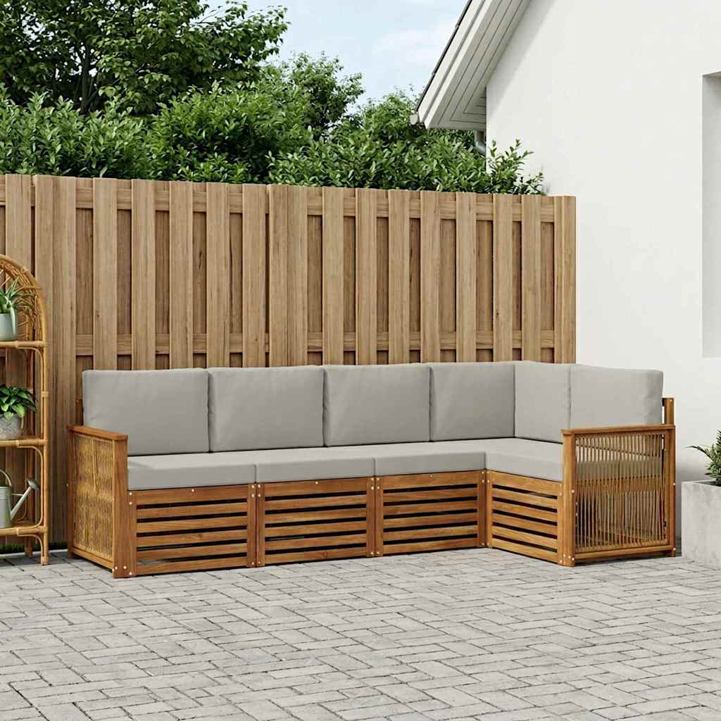 Set vanjskih sofa 4 kom. Prirodna i svjetlosiva