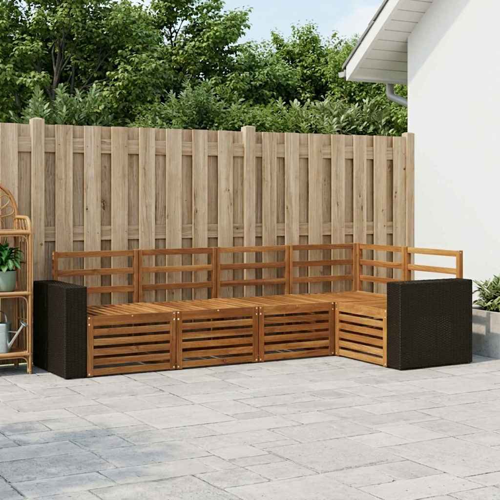 Sekcijska garnitura 5 pcs Prirodna Čvrsto drvo akacije