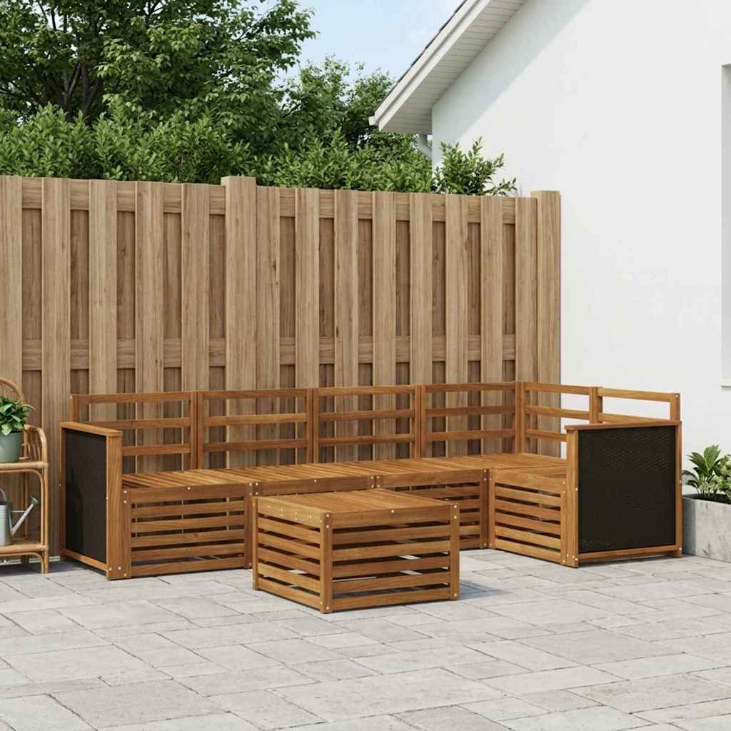 Sekcijska garnitura 5 pcs Prirodna Čvrsto drvo akacije