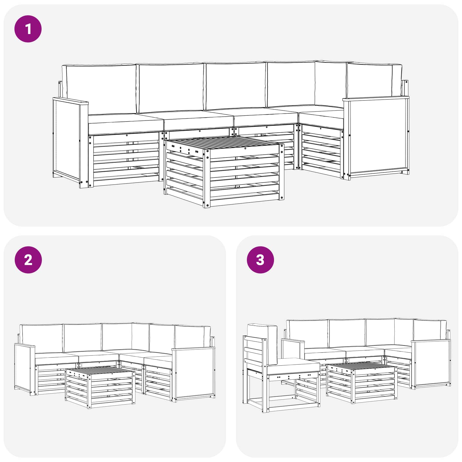 Sekcijska garnitura s jastukom 5 pcs Prirodna i antracit