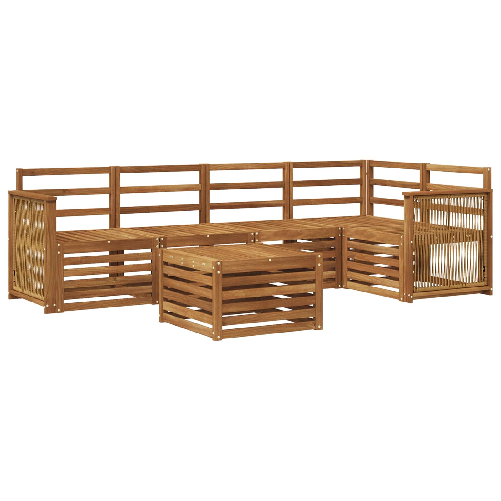Sekcijska garnitura 5 pcs Prirodna Čvrsto drvo akacije
