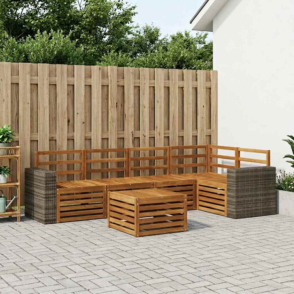 Sekcijska garnitura 6 pcs Prirodna Čvrsto drvo akacije