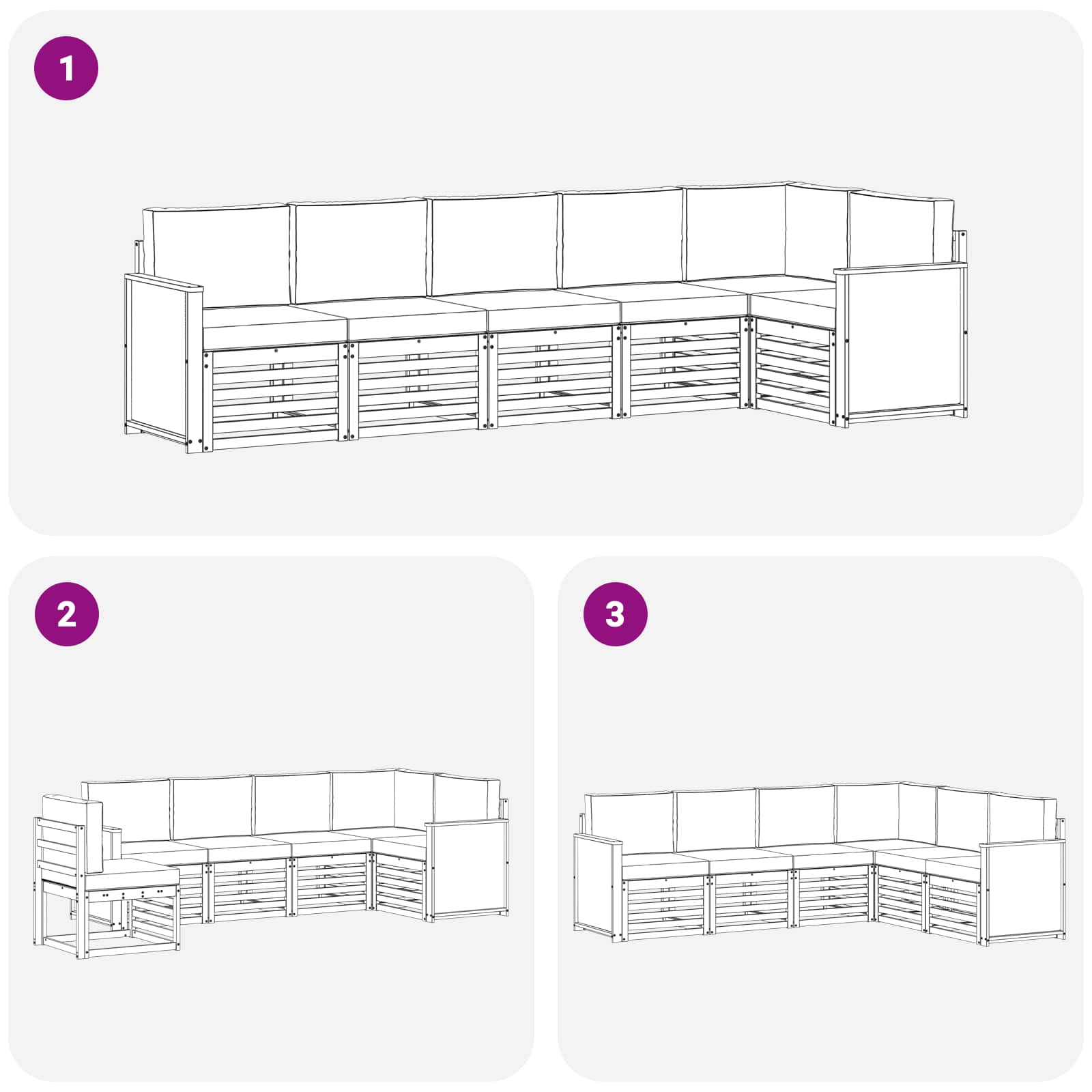 Sekcijska garnitura s jastukom 5 pcs Prirodna
