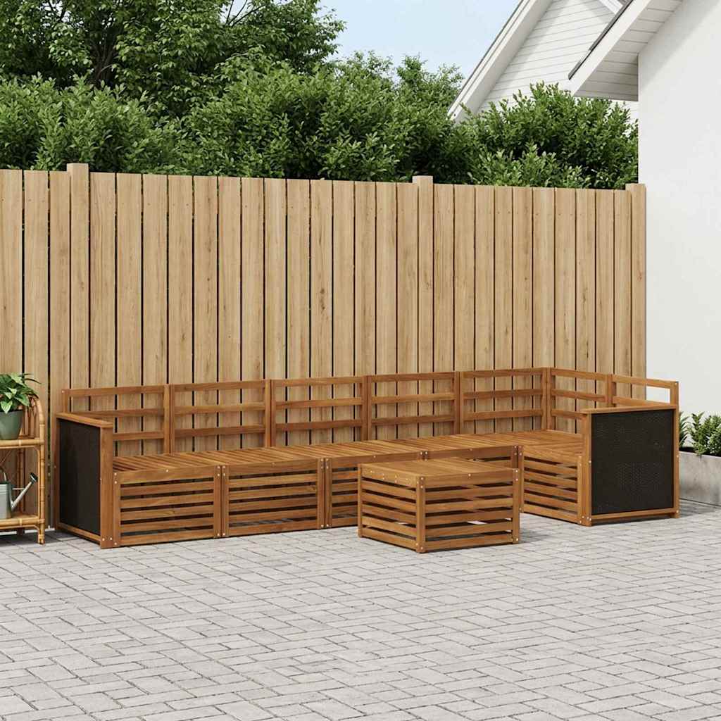 Sekcijska garnitura 6 pcs Prirodna Čvrsto drvo akacije