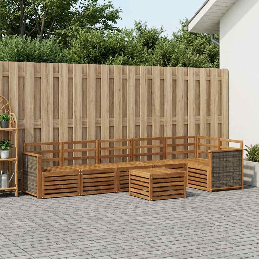 Sekcijska garnitura 6 pcs Prirodna Čvrsto drvo akacije