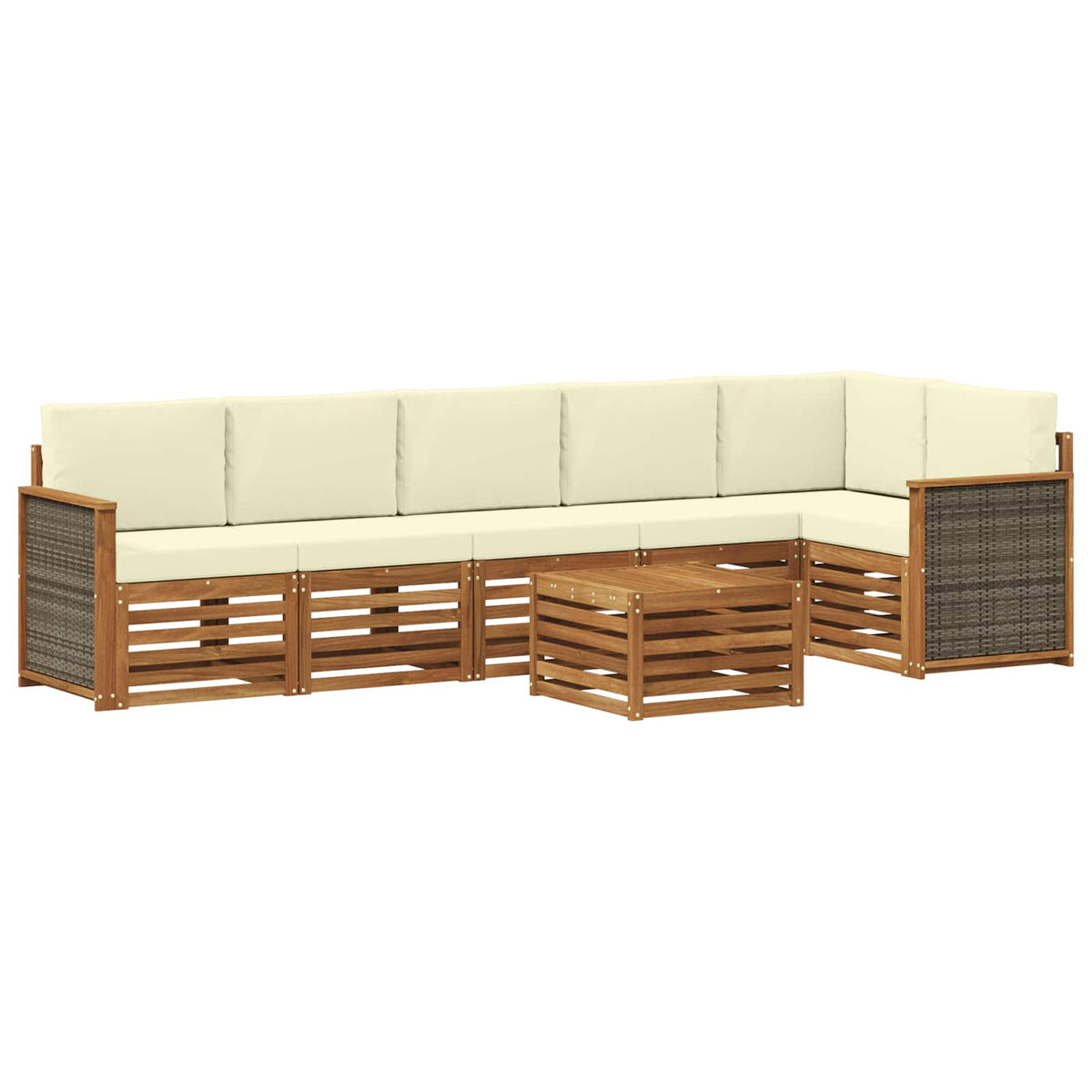 Set vanjskih sofa 6 kom. Prirodna i krem Bijela