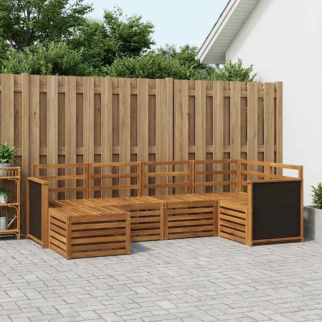 Sekcijska garnitura 5 pcs Prirodna Čvrsto drvo akacije