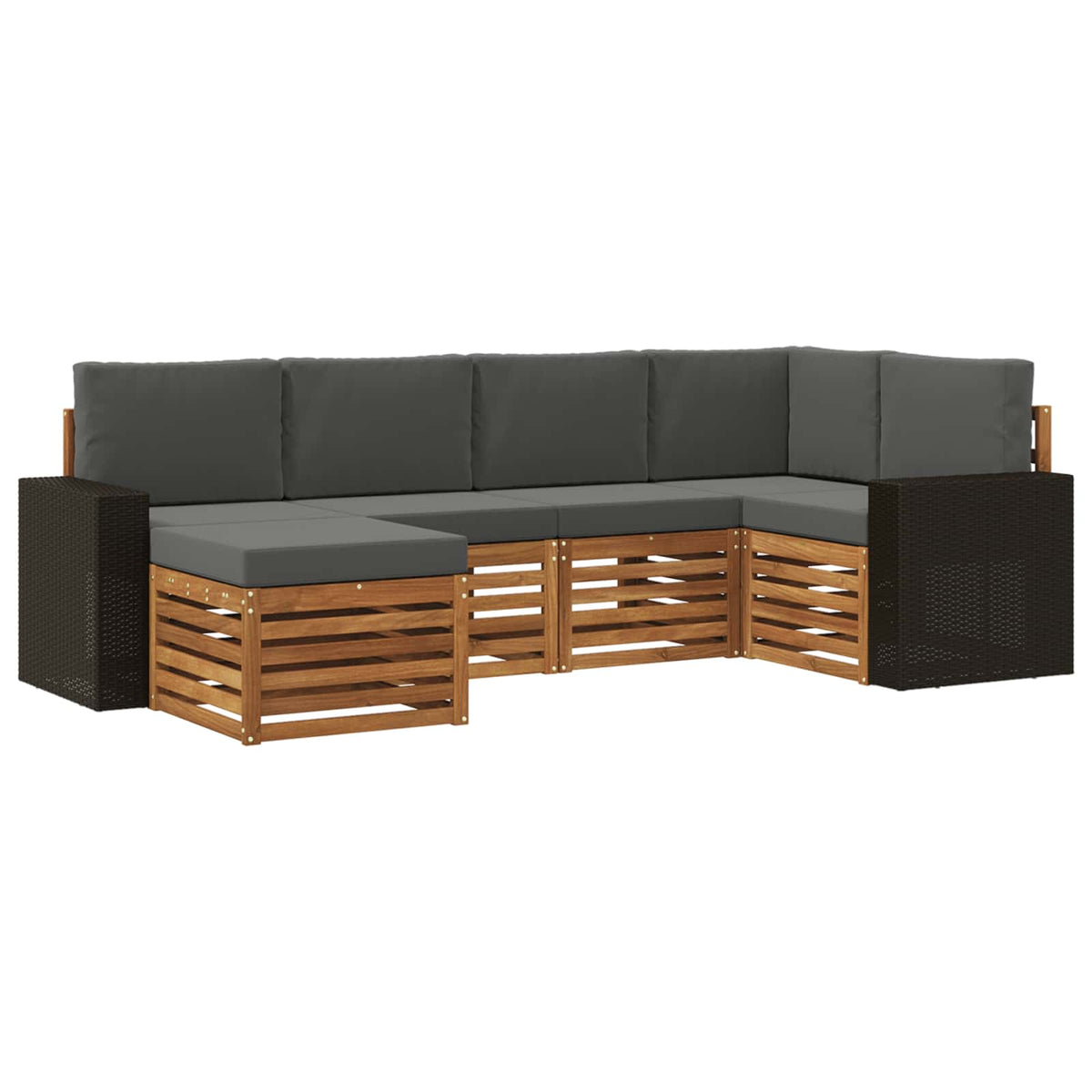 Set vanjskih sofa 6 kom. Prirodna i antracit Poliester 255 x 136,5 x 73 cm