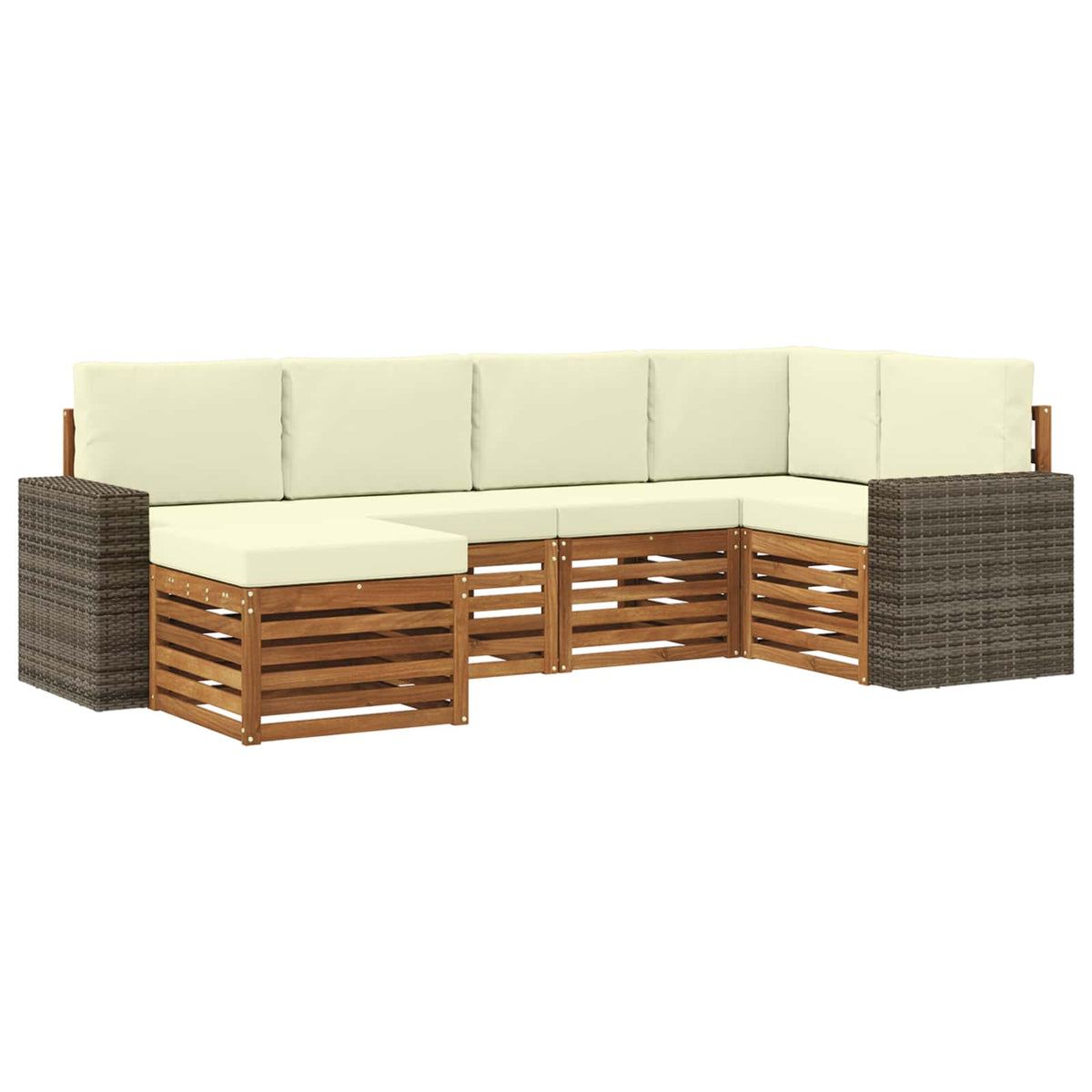 Set vanjskih sofa 6 kom. Prirodna i krem Poliester 255 x 136,5 x 73 cm