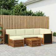 Set vanjskih sofa 6 kom. Prirodna i krem