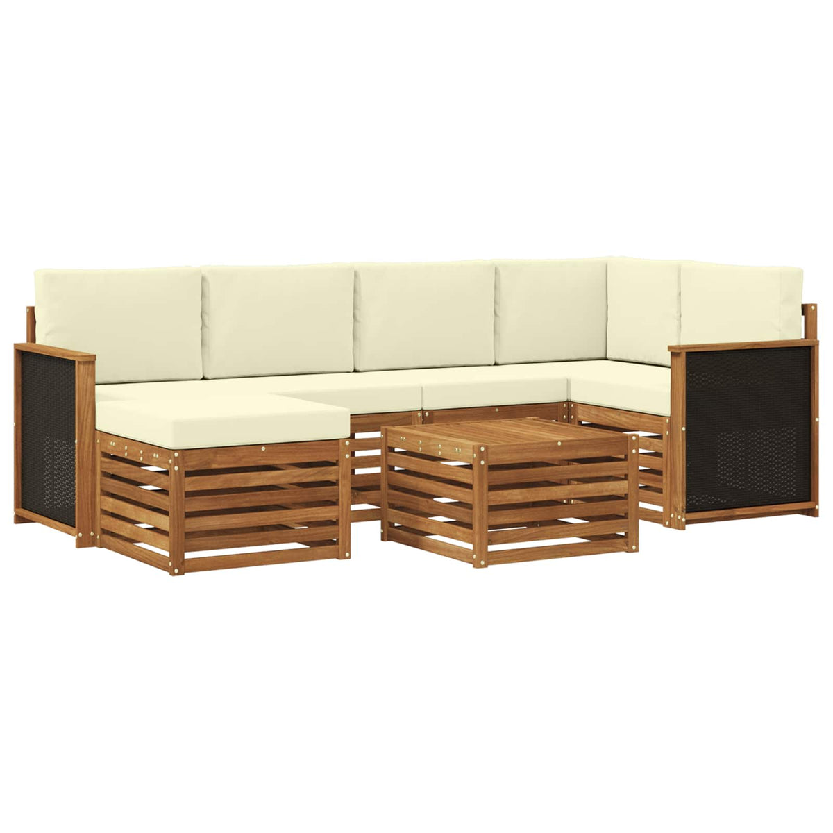 Set vanjskih sofa 6 kom. Prirodna i krem