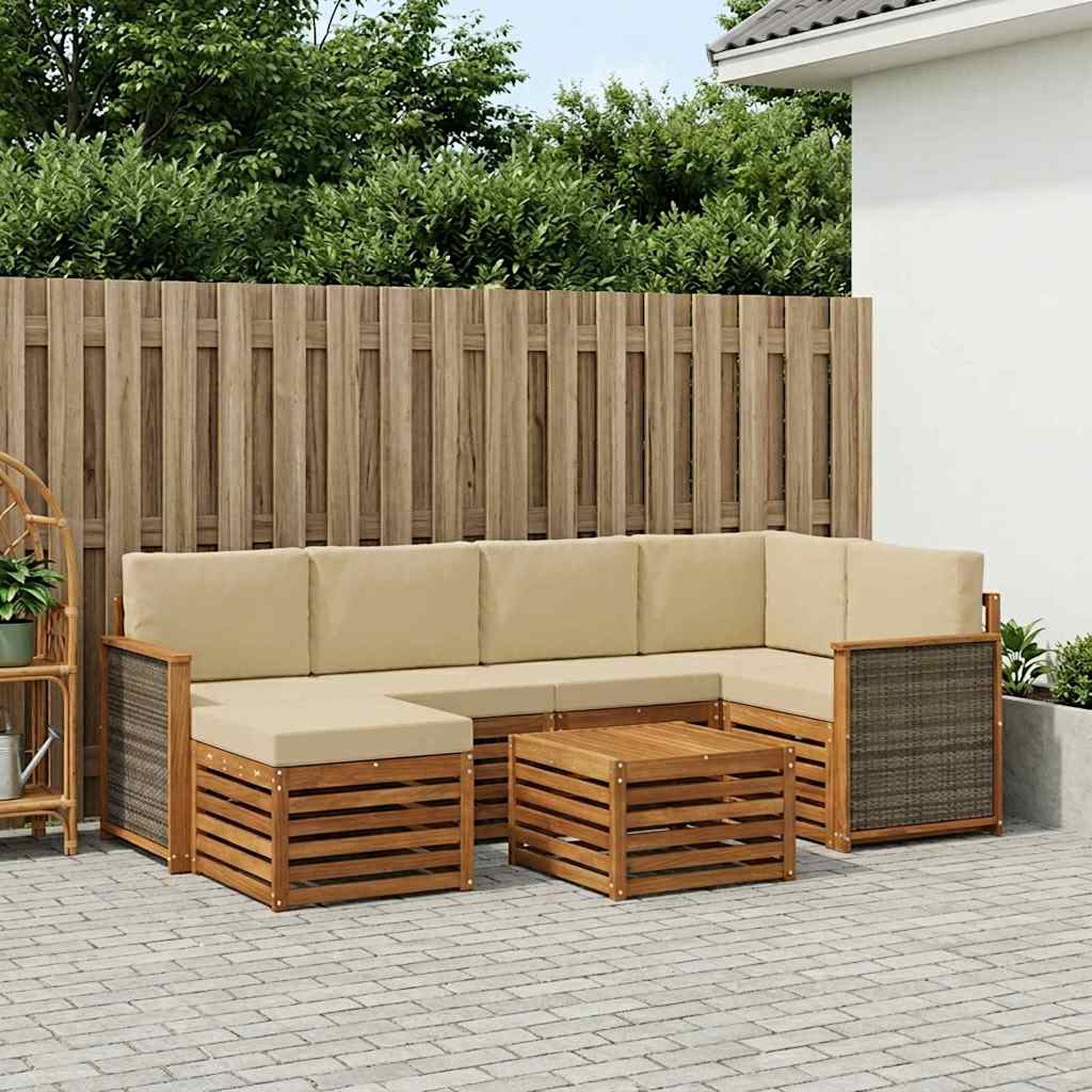 Set vanjskih sofa 6 kom. Prirodna