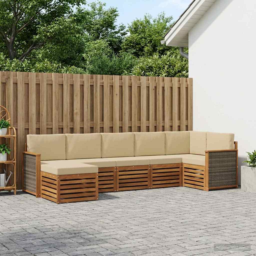 Sekcijska garnitura s jastukom 6 pcs Prirodna