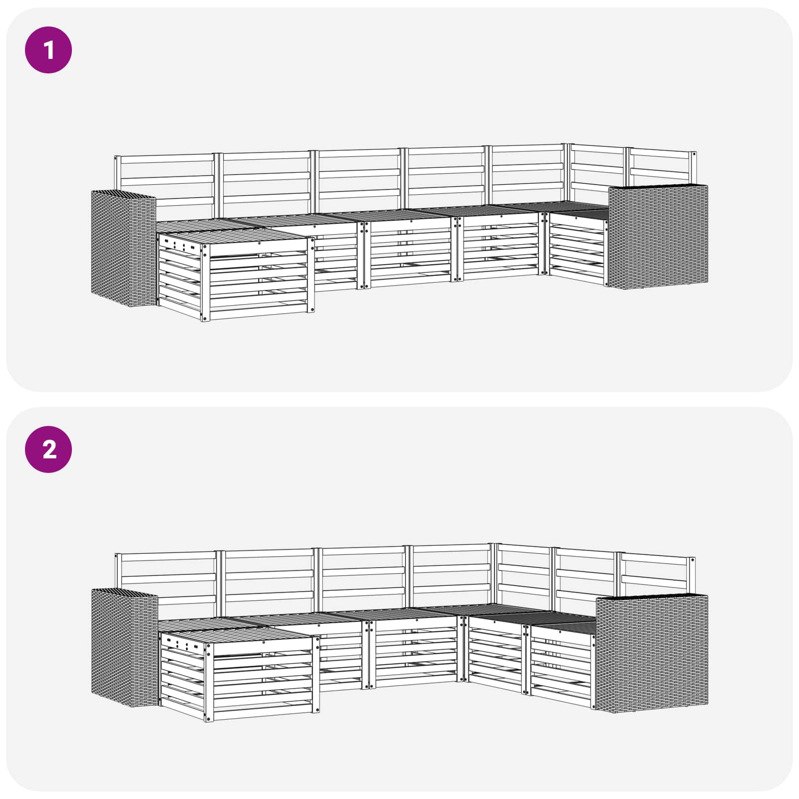 Sekcijska garnitura 7 pcs Prirodna