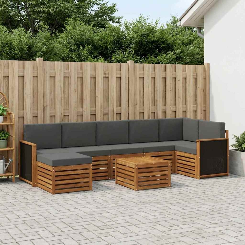 Set vanjskih sofa 7 kom. Prirodna i antracit