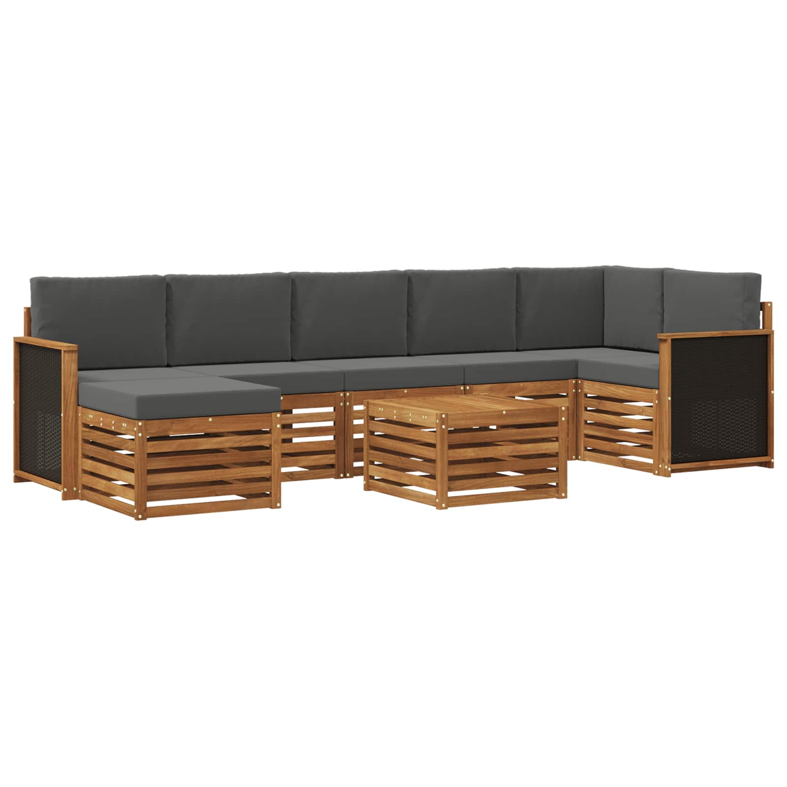 Set vanjskih sofa 7 kom. Prirodna i antracit