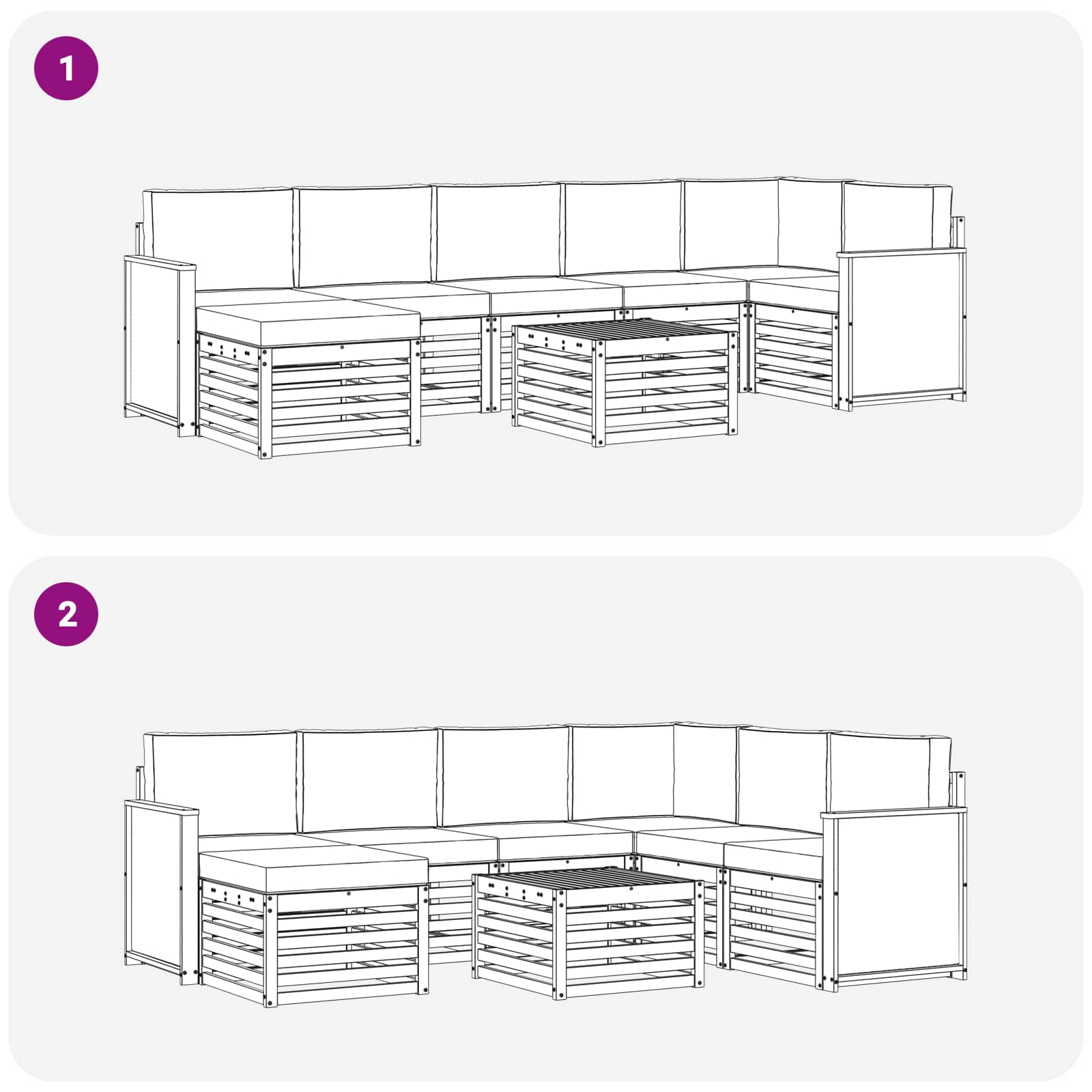 Set vanjskih sofa 7 kom. Prirodna i antracit