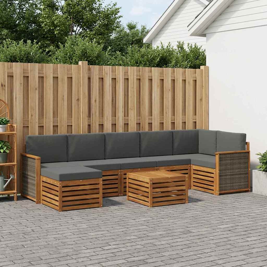 Set vanjskih sofa 7 kom. Prirodna i antracit