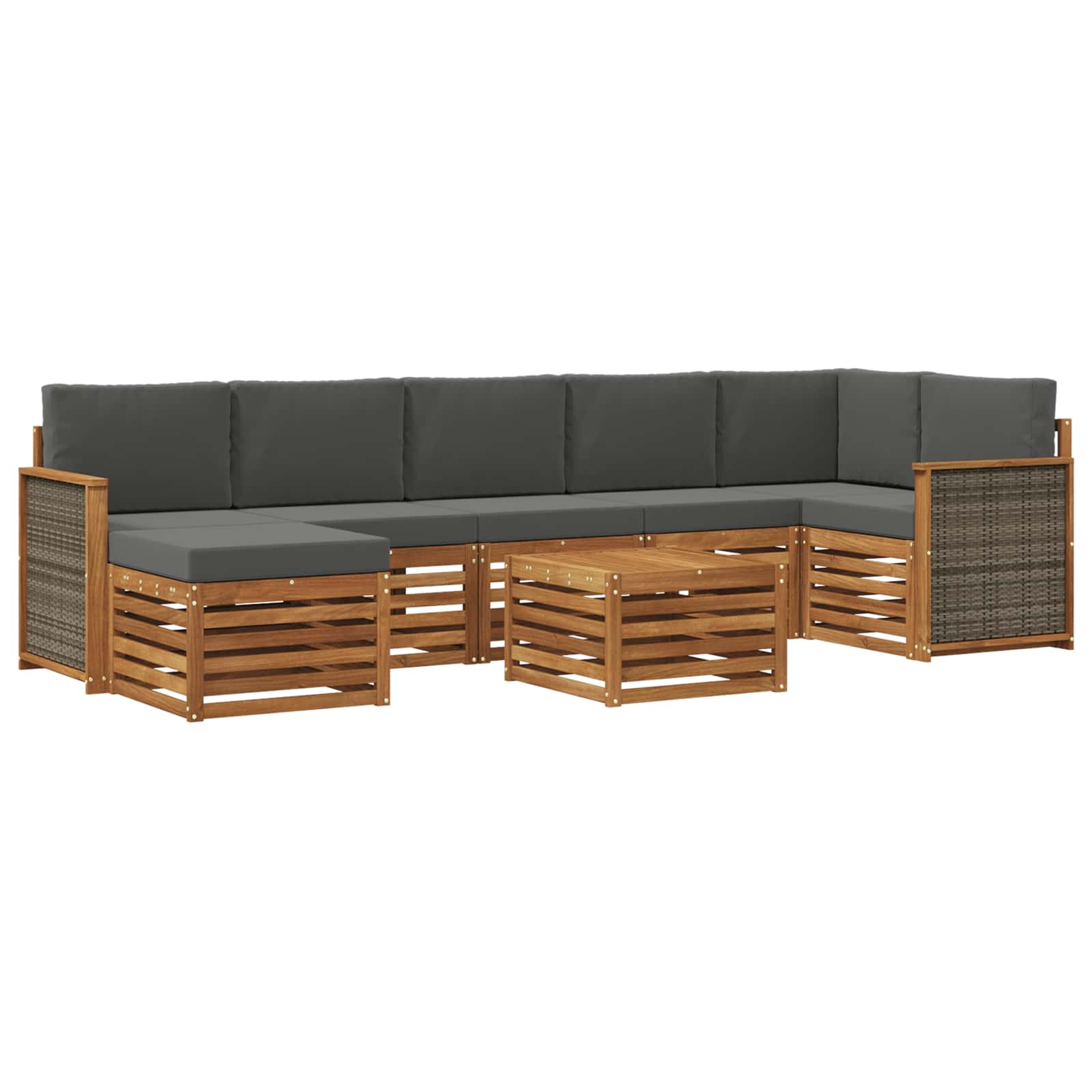 Set vanjskih sofa 7 kom. Prirodna i antracit