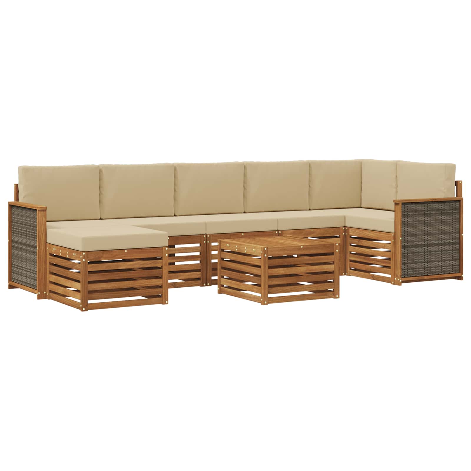 Set vanjskih sofa s jastukom 7 pcs Prirodna