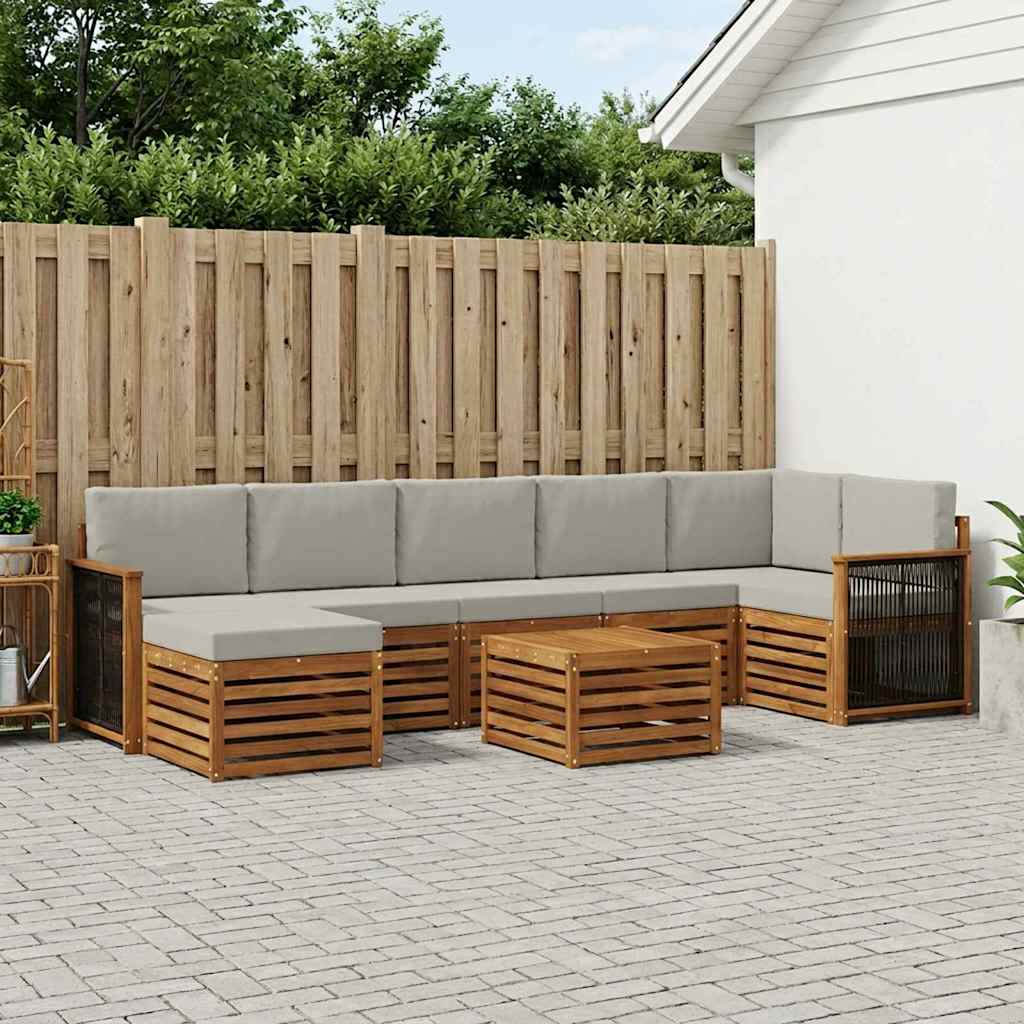 Set vanjskih sofa 7 kom. Prirodna i svjetlosiva