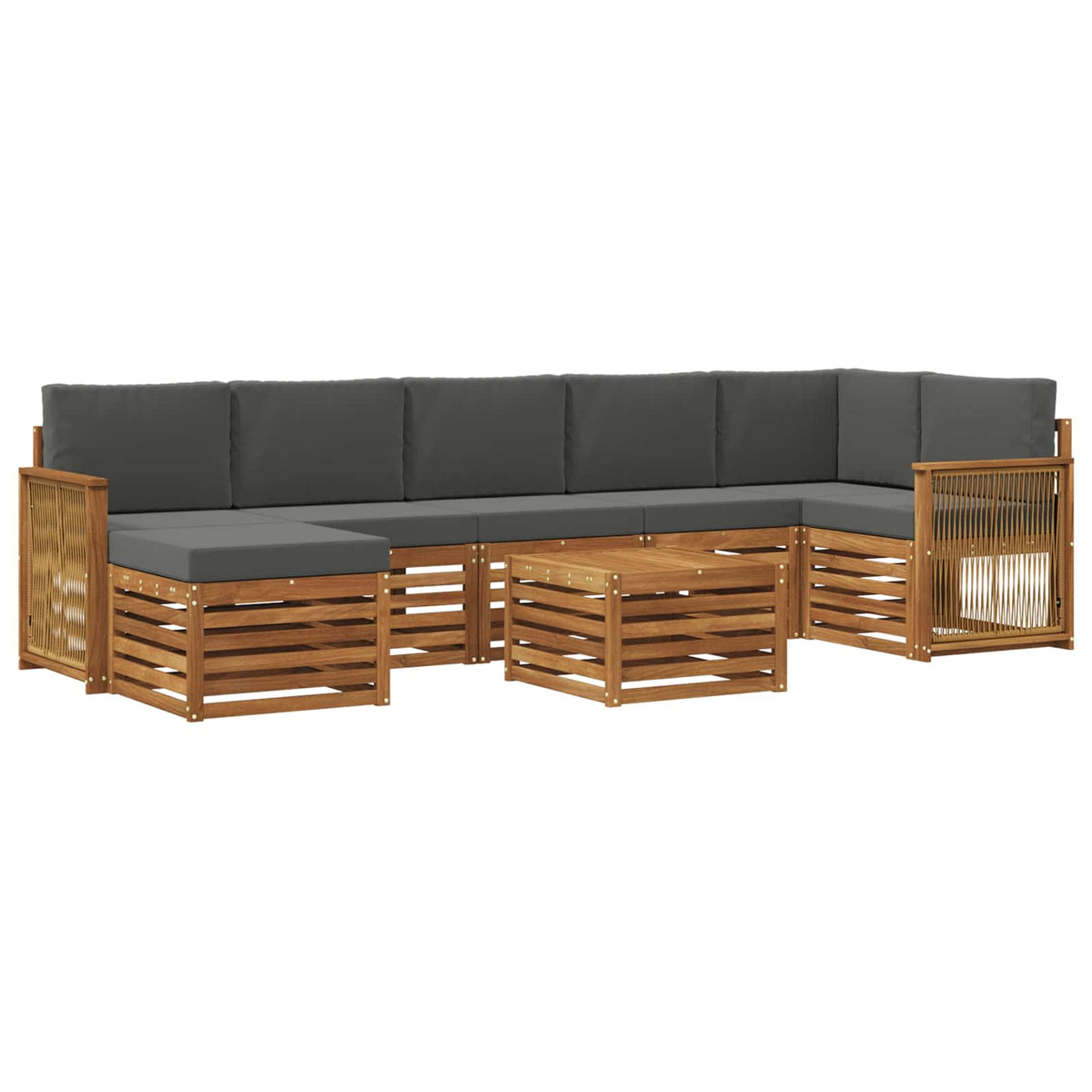 Set vanjskih sofa 7 kom. Prirodna i antracit