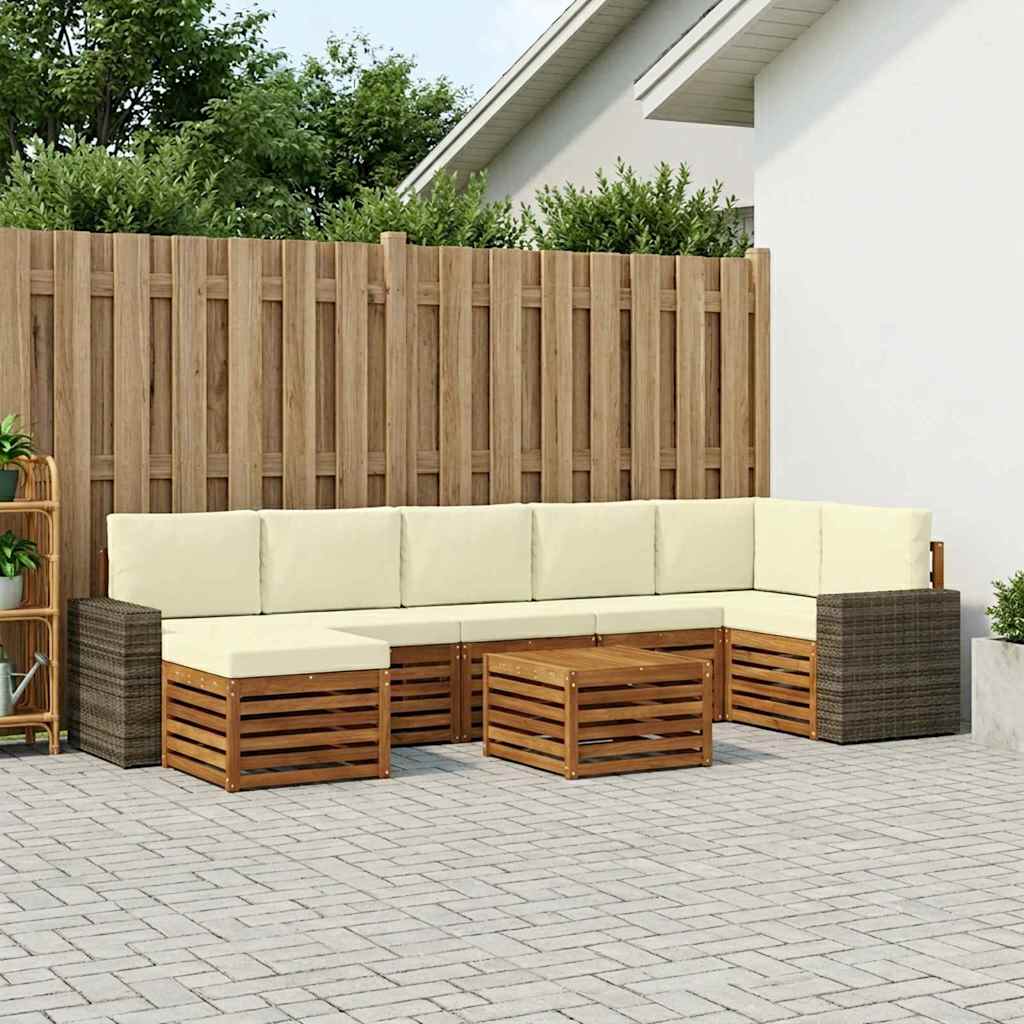 Set vanjskih sofa 8 kom. Prirodna i krem