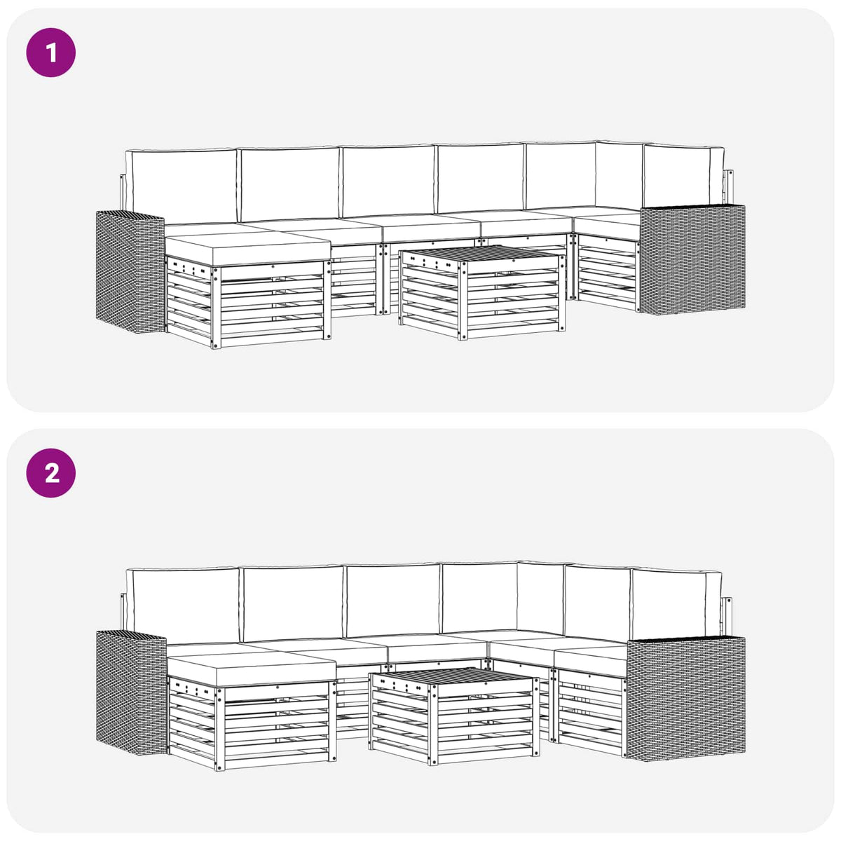 Set vanjskih sofa 8 kom. Prirodna i krem