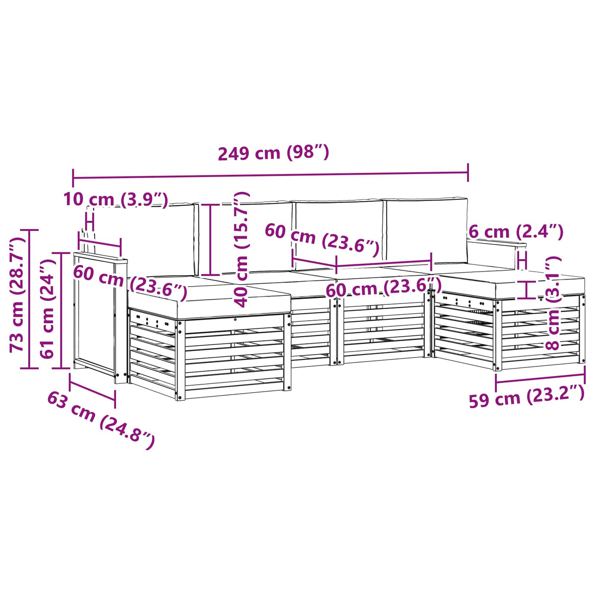 Set vanjskih sofa 5 kom.