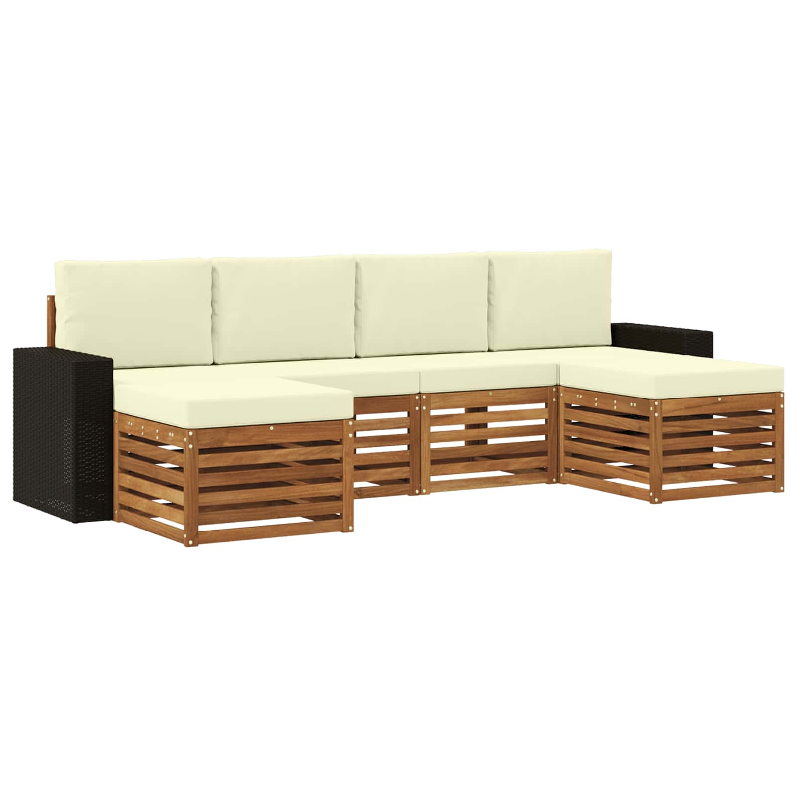 Setovi sofa 6 pcs Prirodna i krem Čvrsto drvo akacije