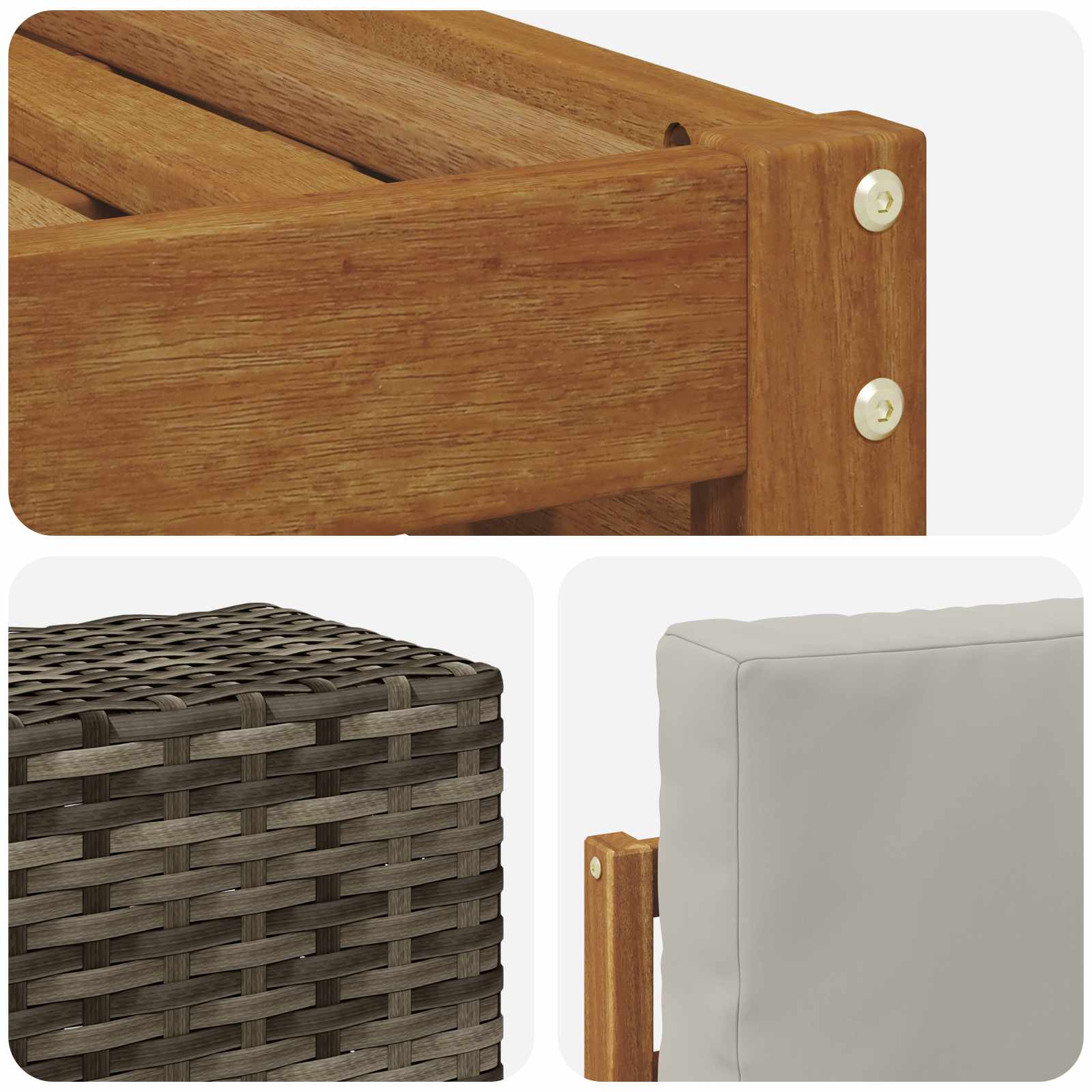Setovi sofa 6 pcs Prirodna i svjetlosiva Čvrsto drvo akacije