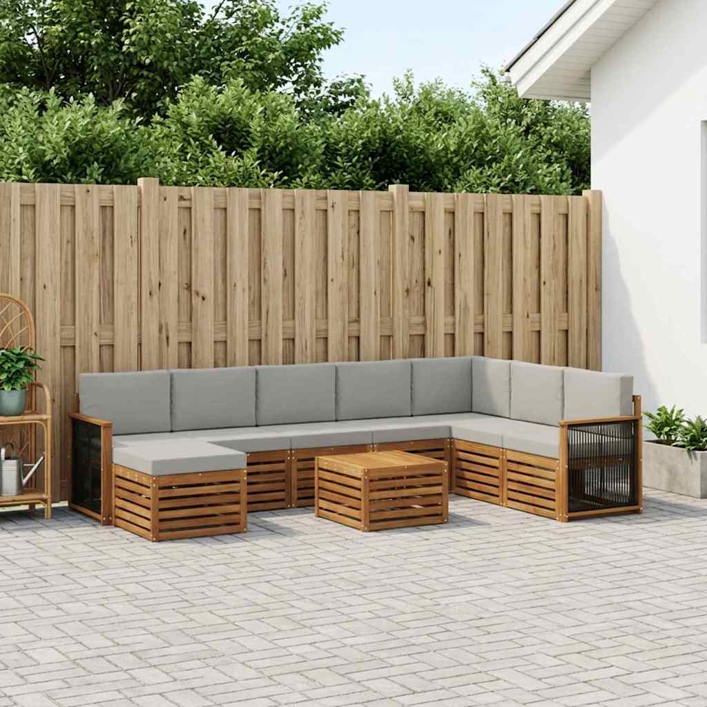 Set vanjskih sofa 7 kom. Prirodna i svjetlosiva