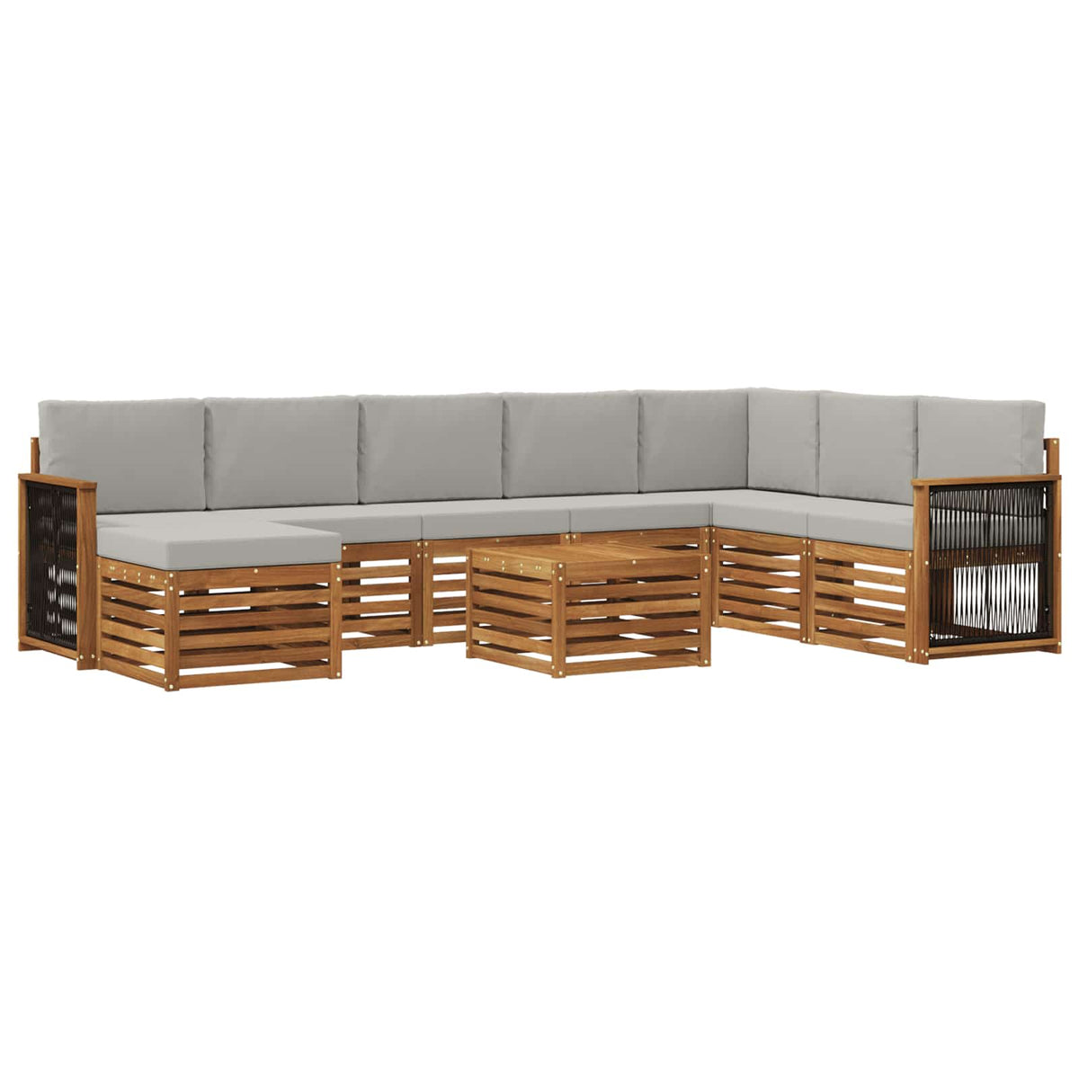 Set vanjskih sofa 7 kom. Prirodna i svjetlosiva