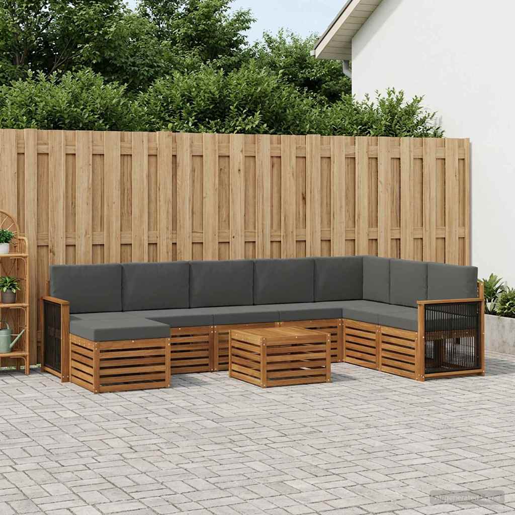 Set vanjskih sofa 7 kom. Prirodna i antracit