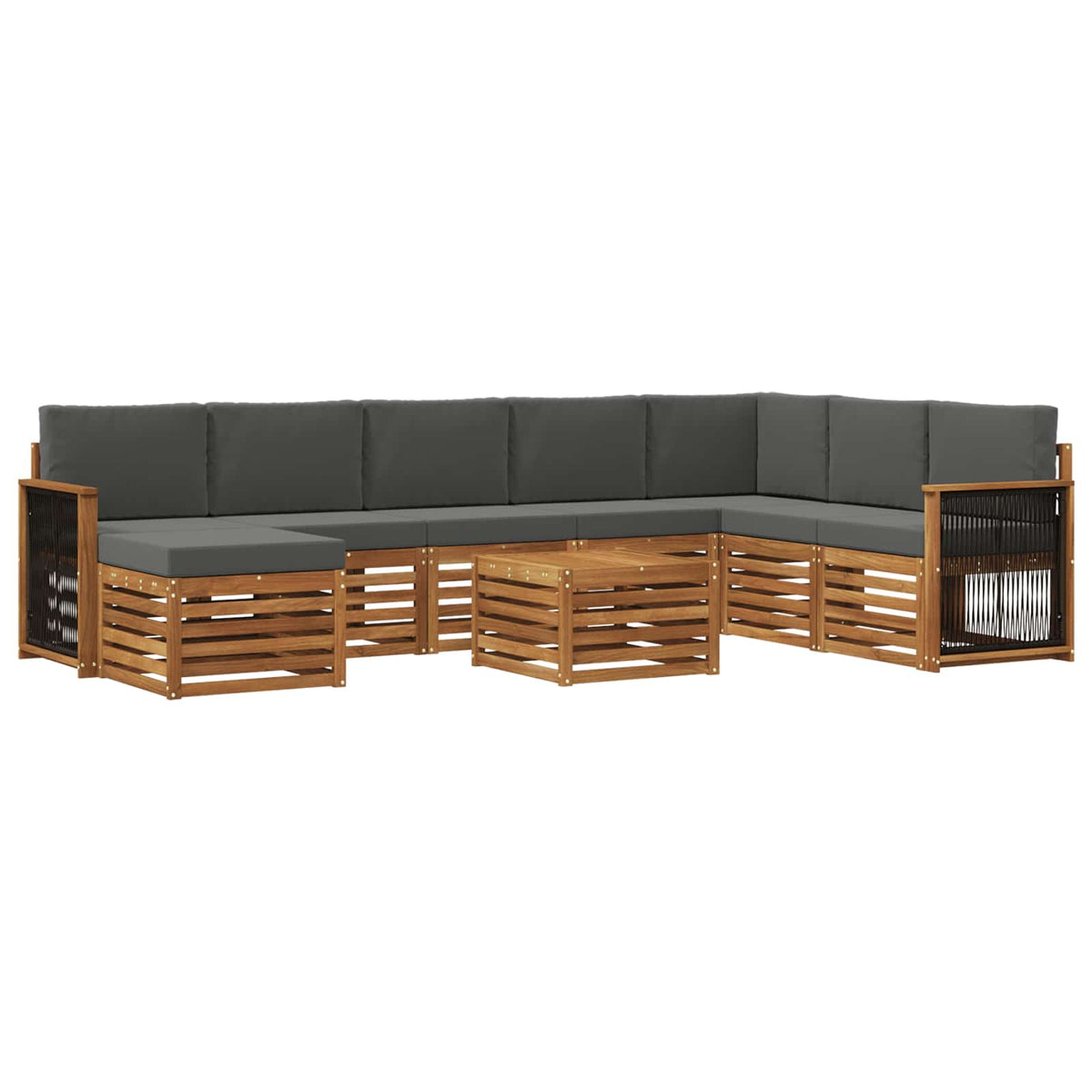 Set vanjskih sofa 7 kom. Prirodna i antracit
