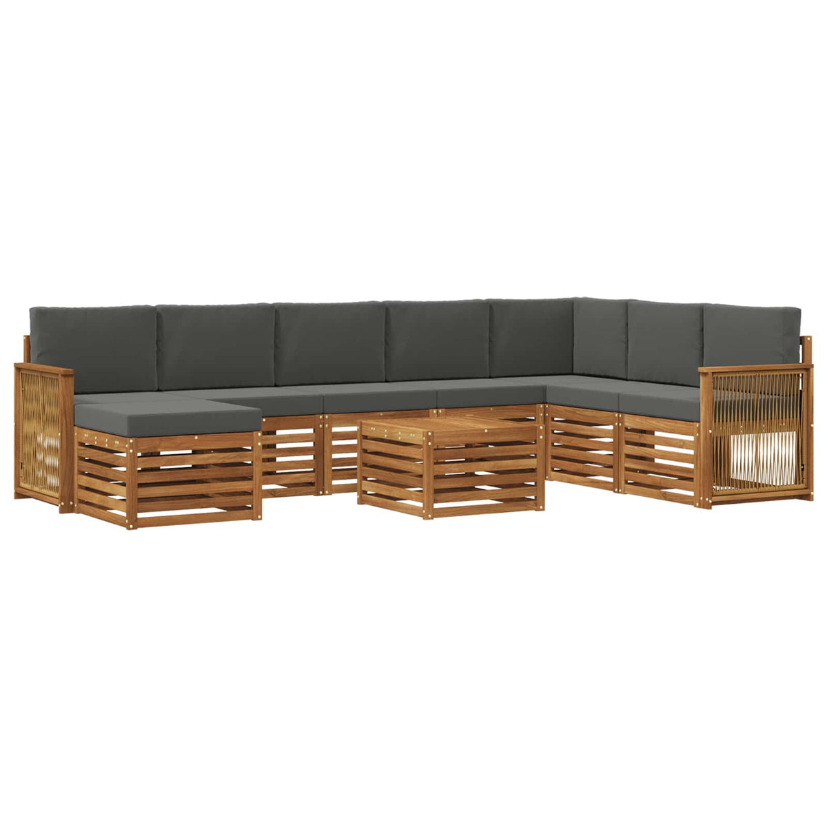 Set vanjskih sofa 7 kom. Prirodna i antracit