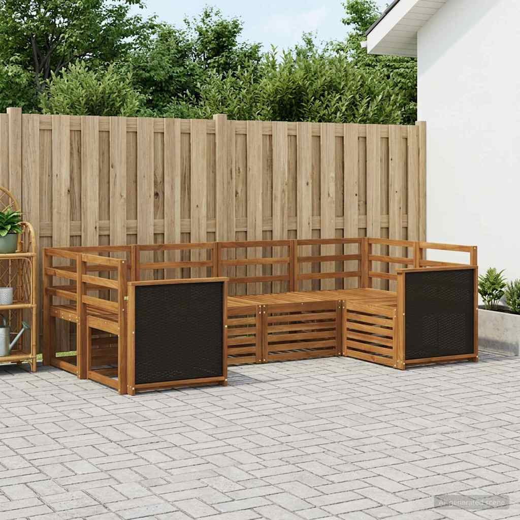 Sekcijska garnitura 5 pcs Prirodna Čvrsto drvo akacije
