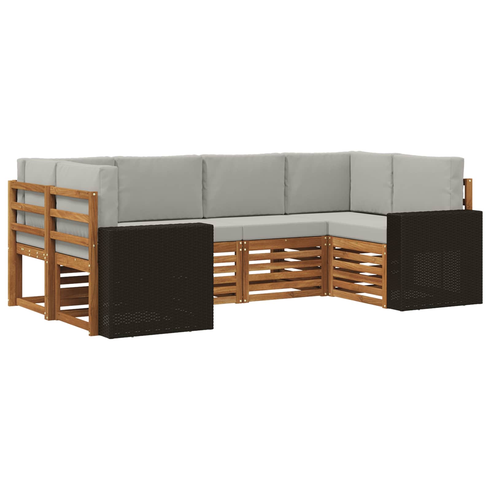 Sekcijska garnitura 6 pcs Prirodna i svjetlosiva Poliester